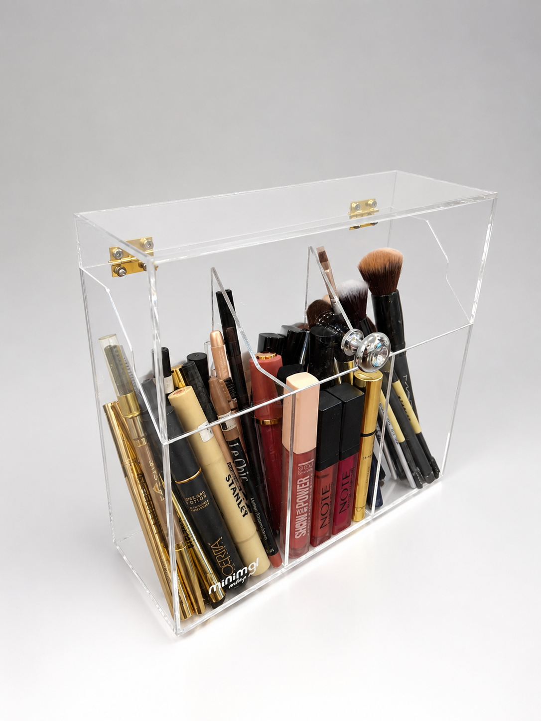 استند آرایشی مینیمال مدل دربدار مناسب برای براش و مداد و غیره متریال پلکسی گلس درجه یک